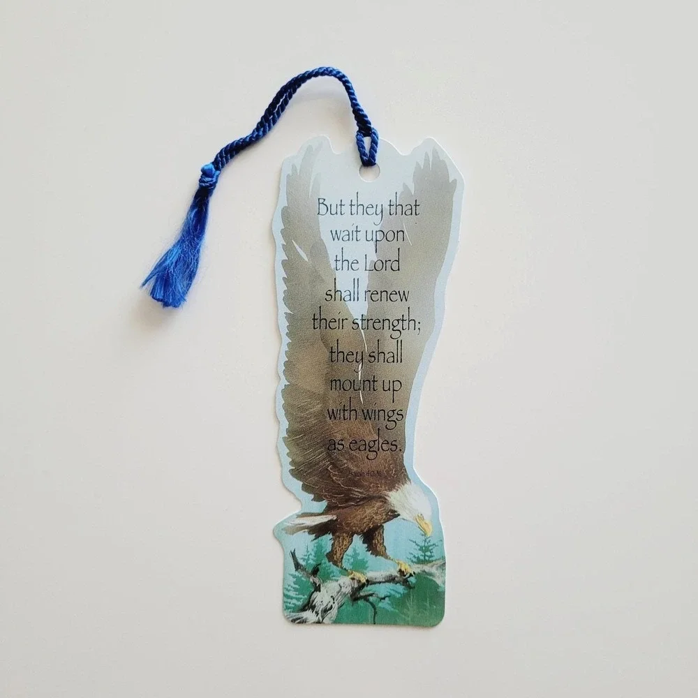 Vintage 90s Bald Eagle Bookmark Patriotic Lord Bible Isaiah 40 Dicksons BKM-1011